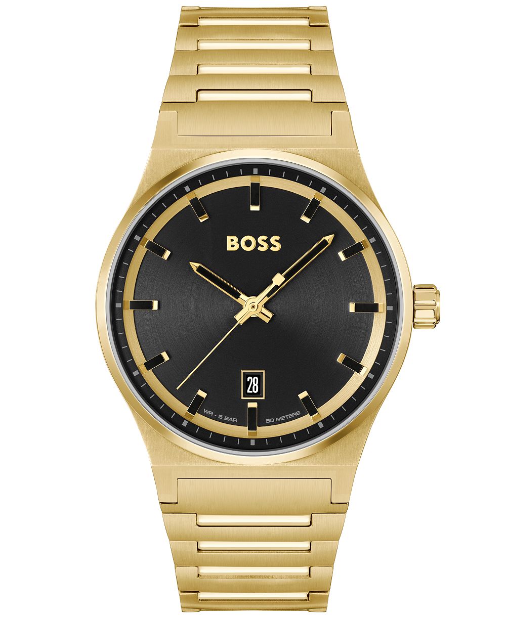 HUGO BOSS Men's Candor Gold Ion Plated Stainless Steel Bracelet Watch 41mm