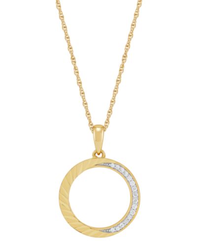 Подвеска-кулон Diamond Circle в 14k Gold-Plated Sterling Silver, 16" + 2" extender