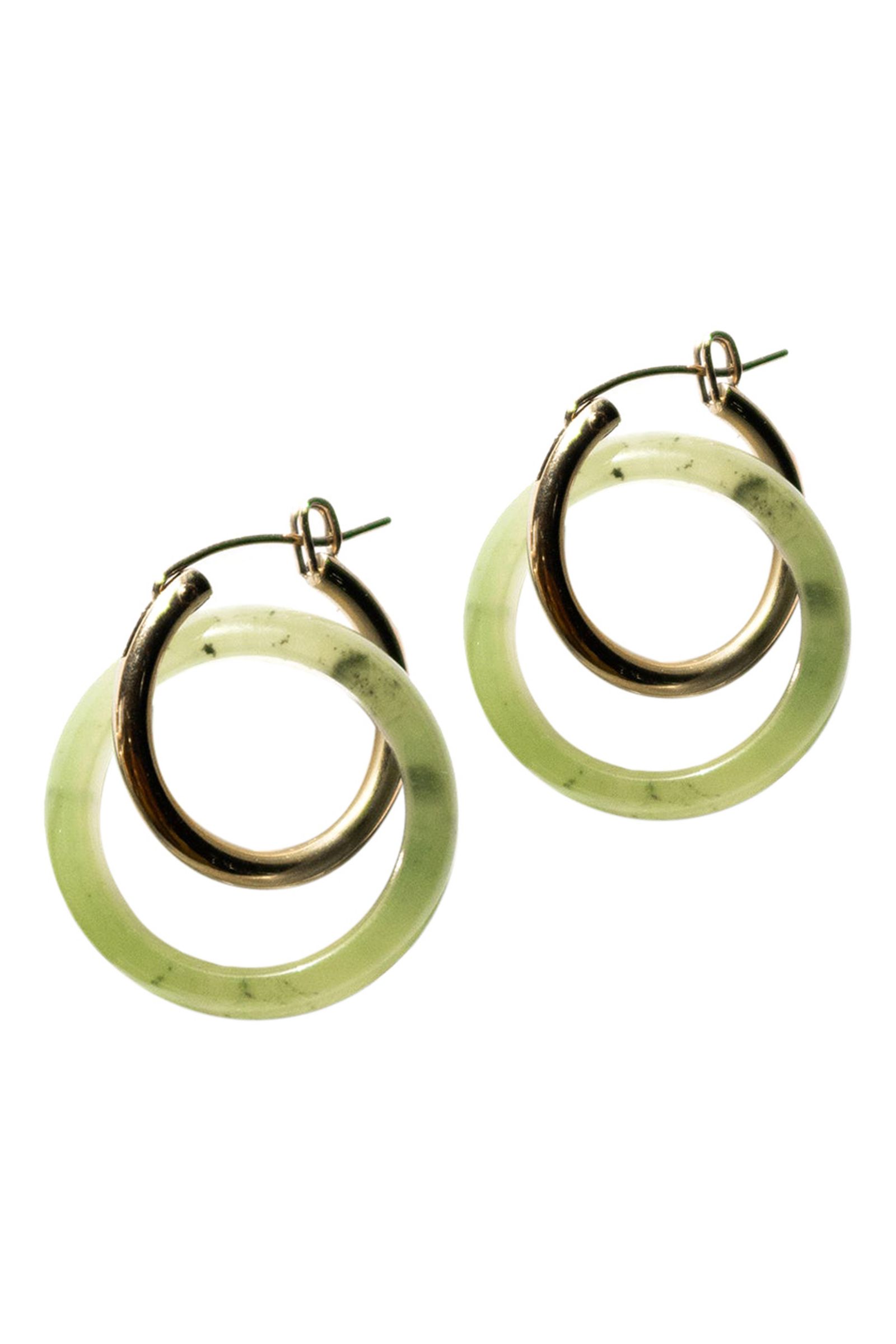 Серьги Amelie Jade-Green Gemstone Hoop