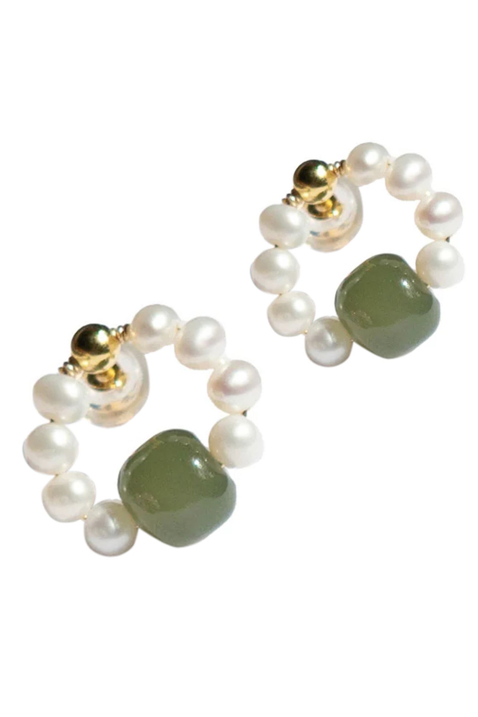 Серьги-кольца Isa Beaded Pearl Jade