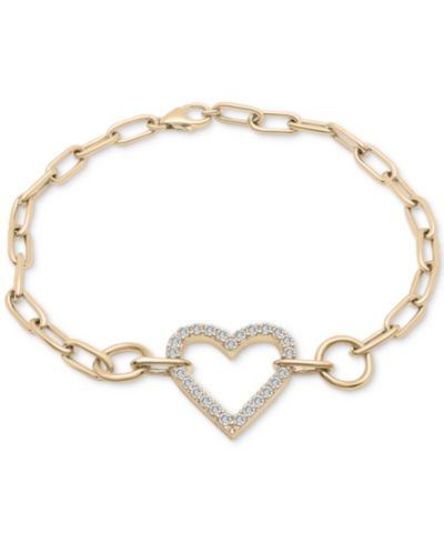 Браслет Wrapped in Love™ Diamond Heart Paperclip Link из 14k Gold