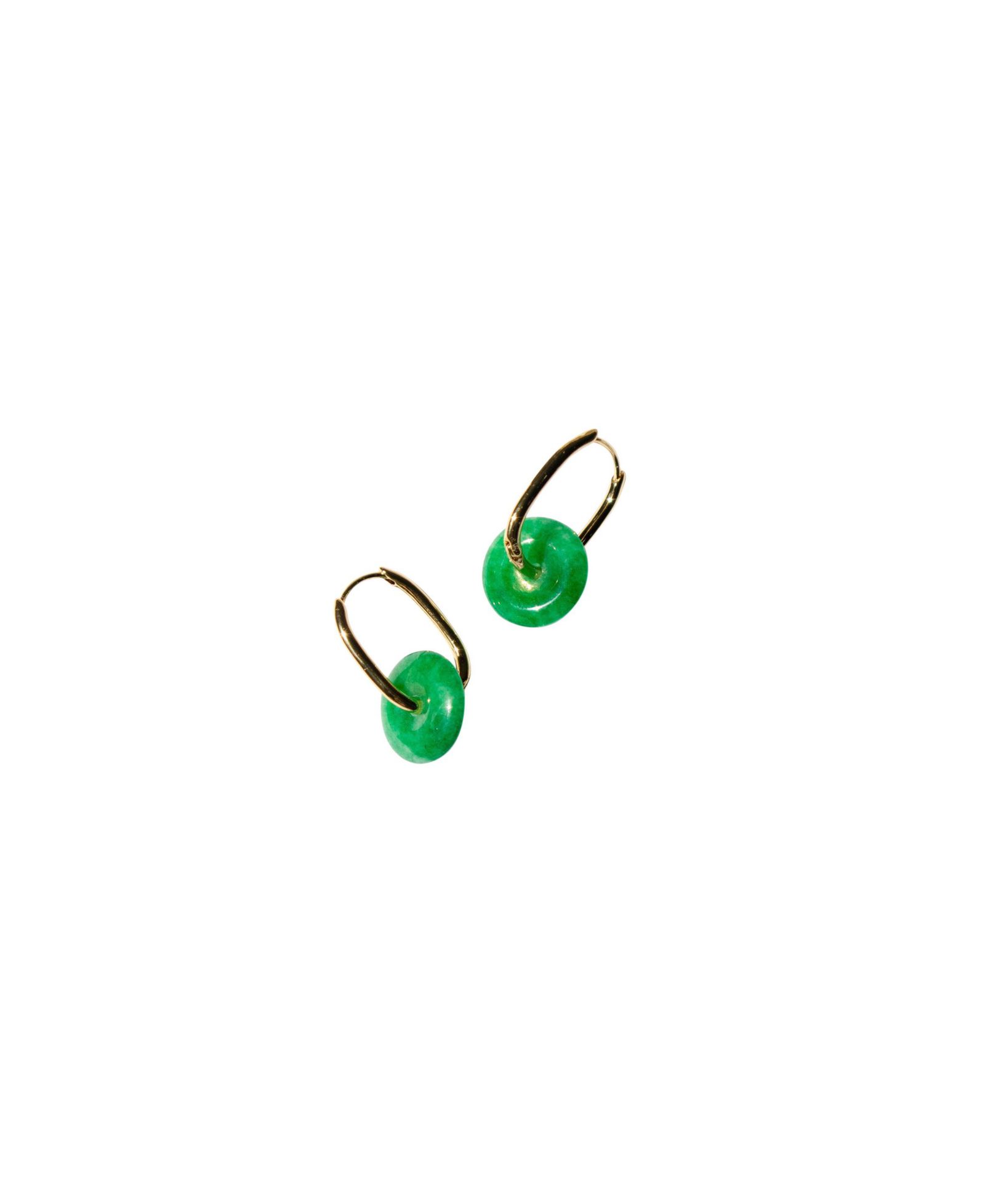 Серьги-кольца Willow Jade-Green Gemstone