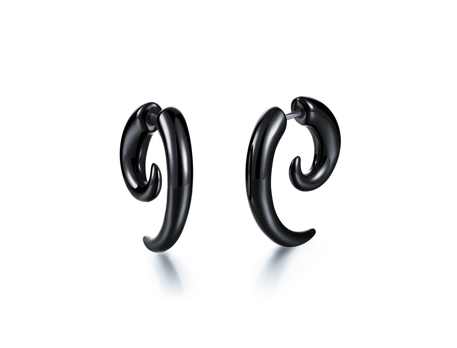Серьги Metallo Stainless Steel Horn Design - Black Plated