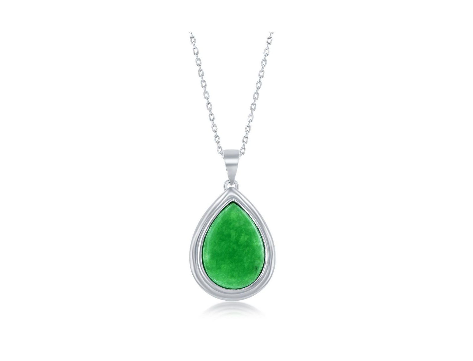 Ожерелье Caribbean Treasures Sterling Silver Jade Pear-Shaped