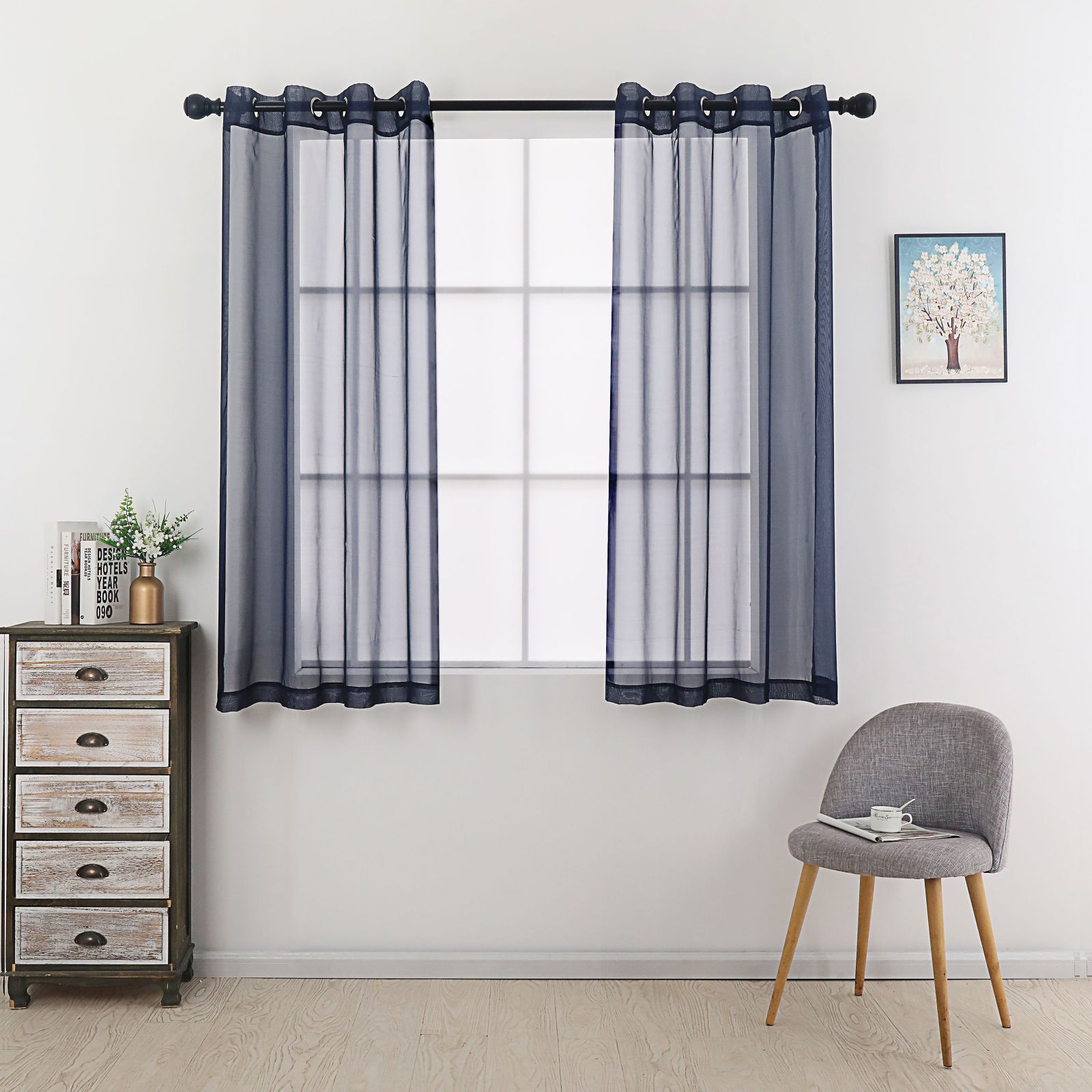 GoodGram шторы для небольших или коротких окон Montauk Accents, 2 штуки, прозрачный вуаль