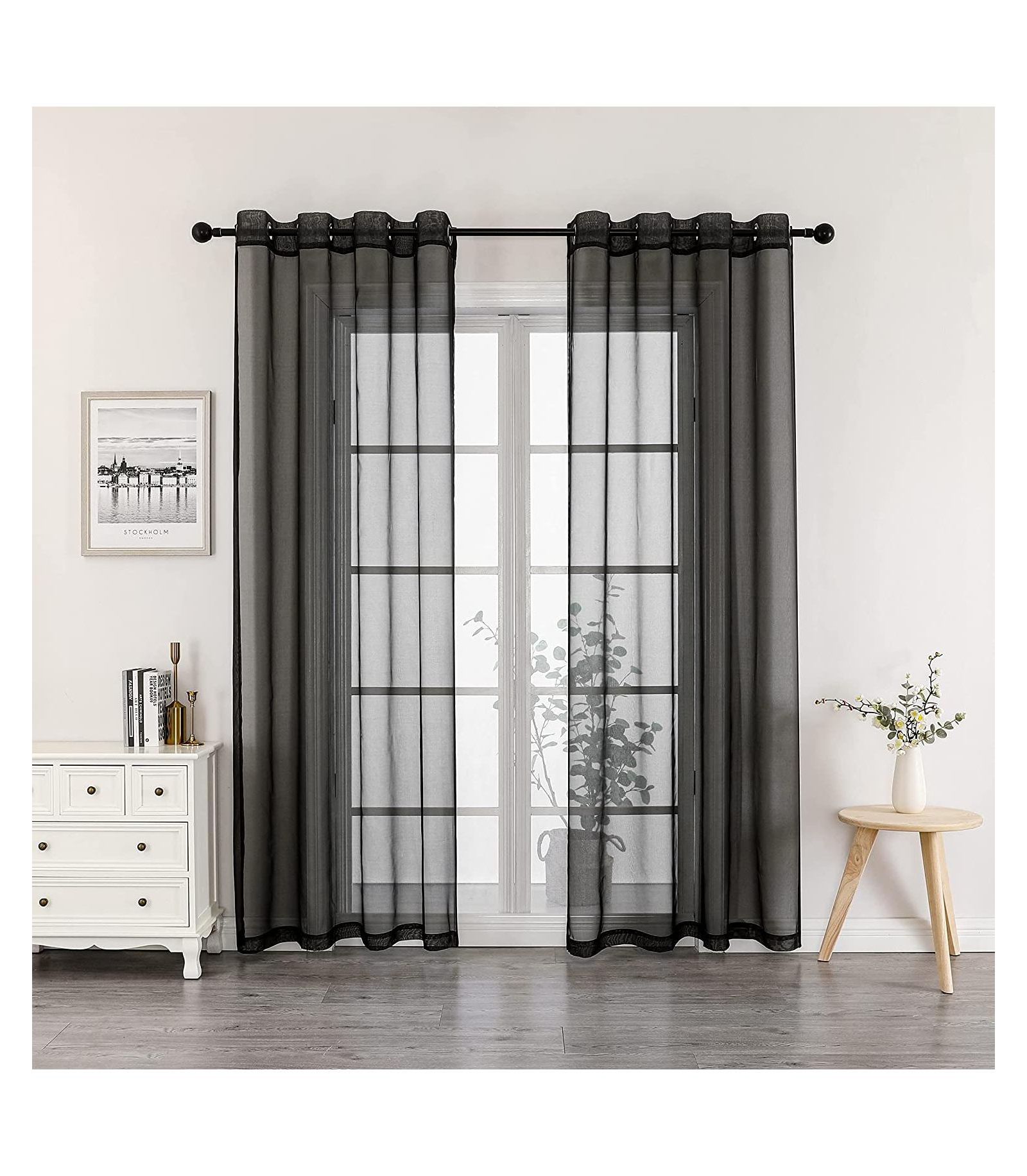 GoodGram Montauk Accents 2 Piece Grommet Top Summery Sheer Voile Window Curtain Panels For Extra Long and Taller Windows