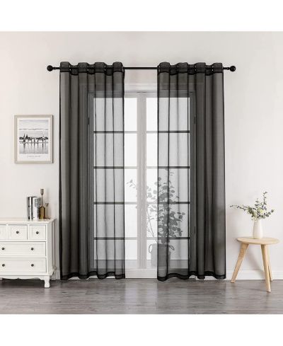 GoodGram Montauk Accents 2 Piece Grommet Top Summery Sheer Voile Window Curtain Panels For Extra Long and Taller Windows
