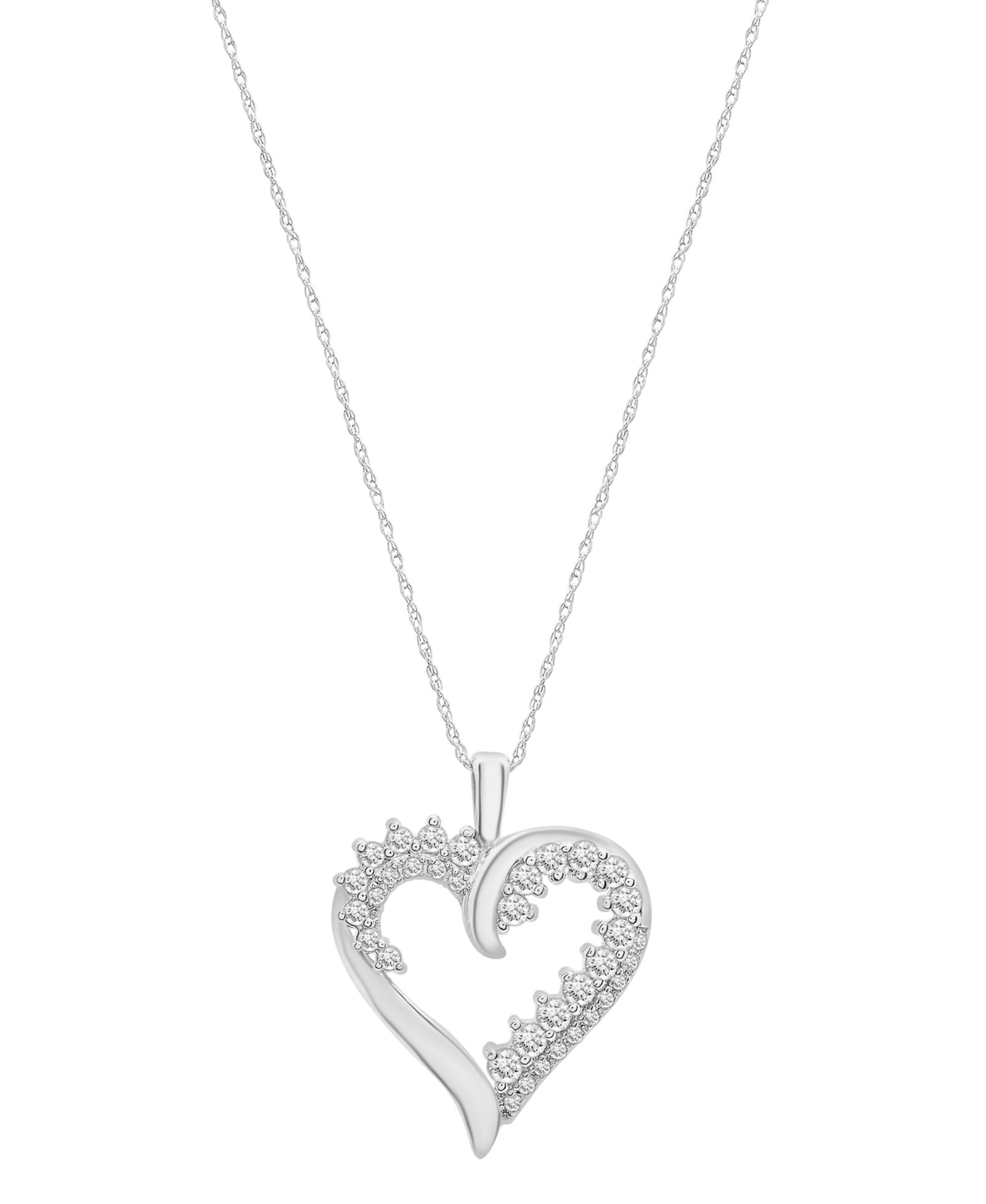 Подвеска-кулон с бриллиантом и открытым сердцем, 18", 1/2 ct. t.w.