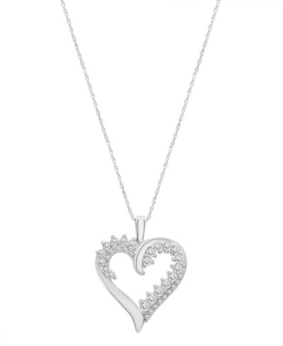Подвеска-кулон с бриллиантом и открытым сердцем, 18", 1/2 ct. t.w.