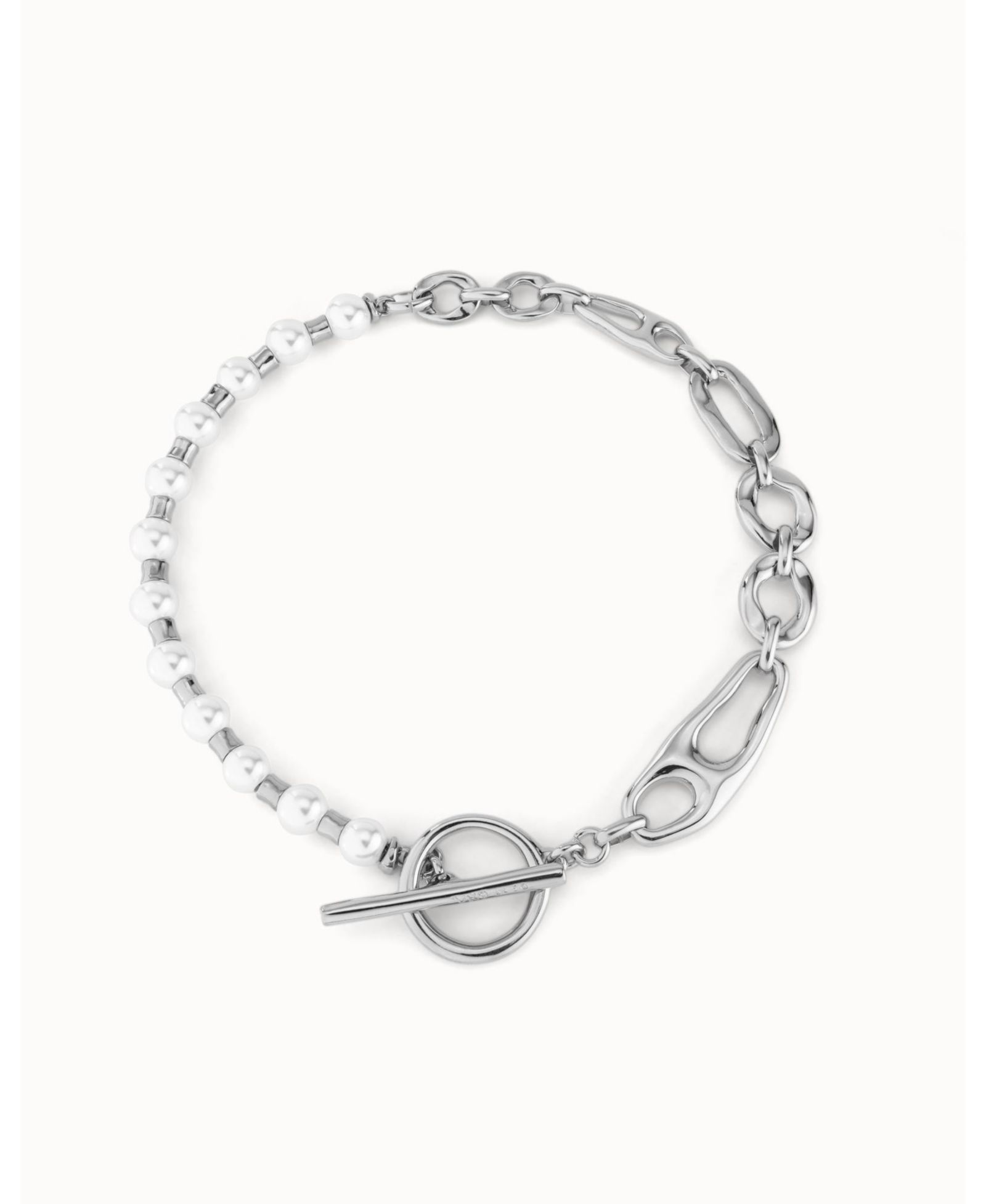 Ожерелье UNOde50 Sterling Silver Metal Alloy and Cultivated Pearl Links