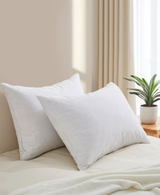UNIKOME 100% Cotton Goose Down and Feather 2-Pack Pillow, Queen