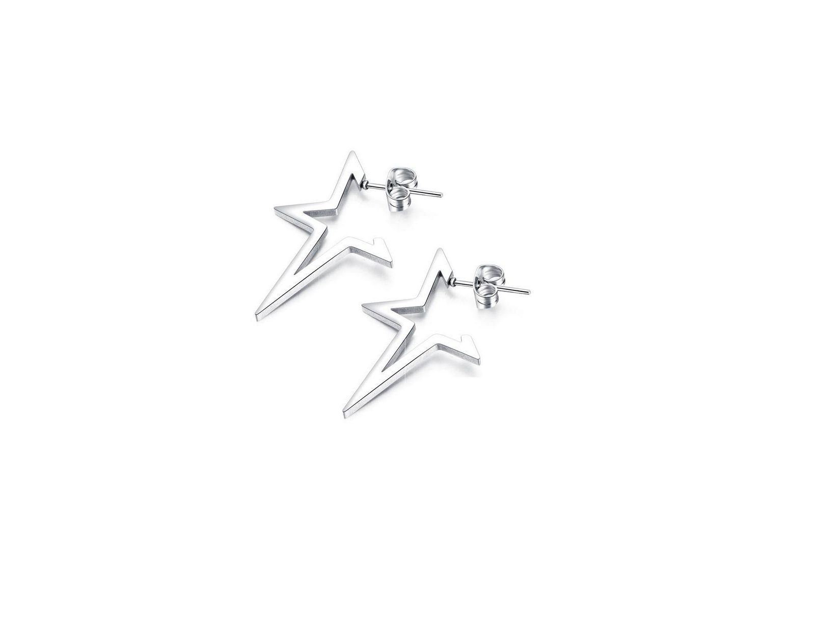 Stainless Steel Open Star Stud Earrings