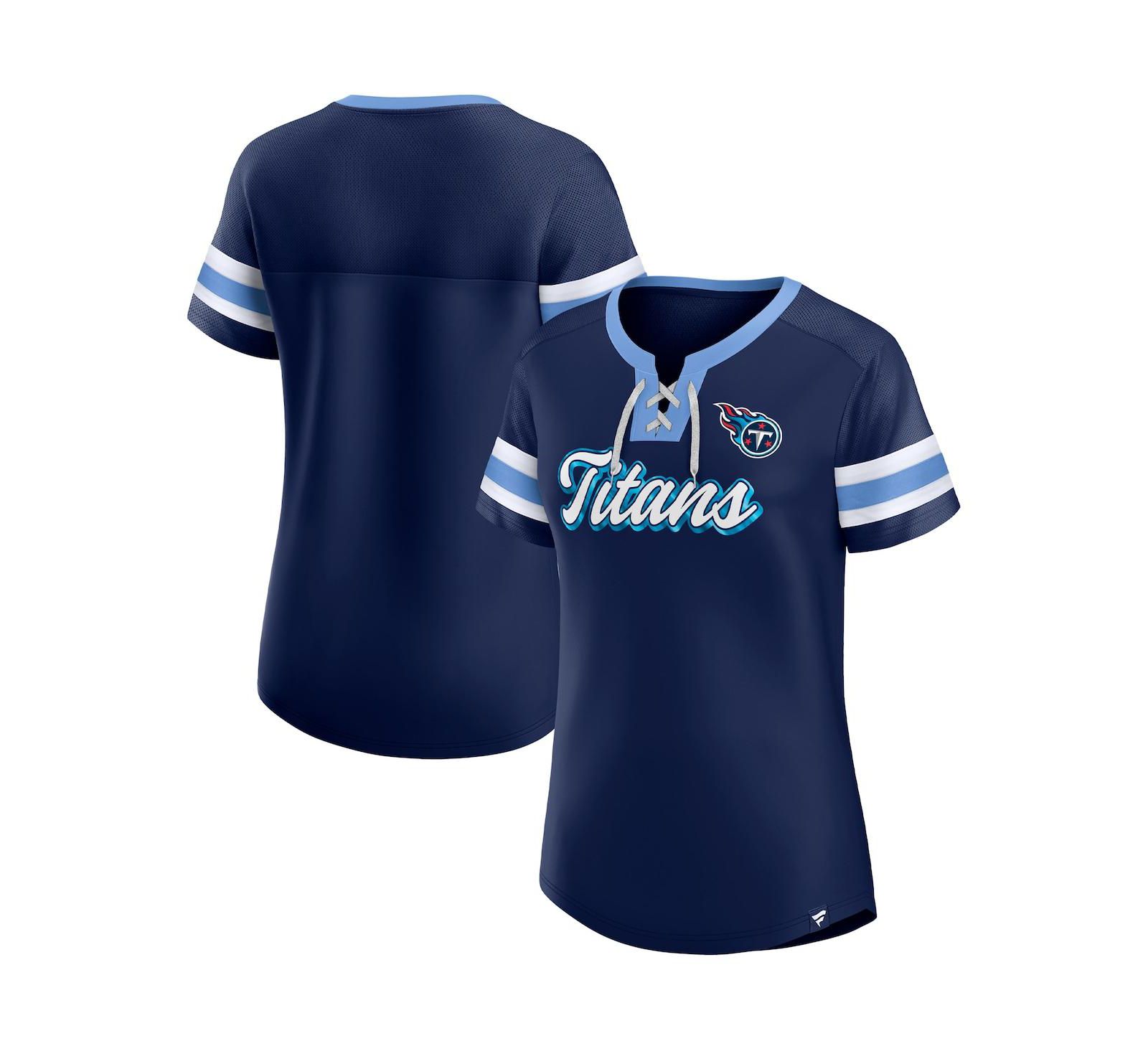 Женская футболка Fanatics Navy Tennessee Titans Original State Lace-Up