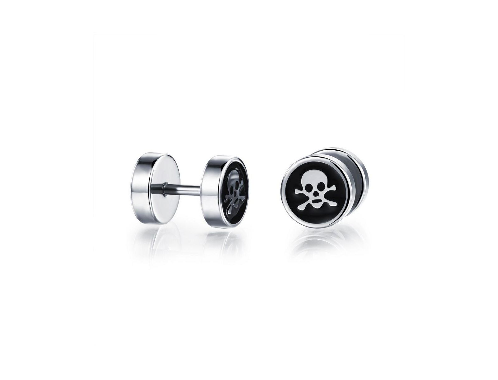 Stainless Steel Round Skull Stud Earrings