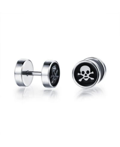 Stainless Steel Round Skull Stud Earrings