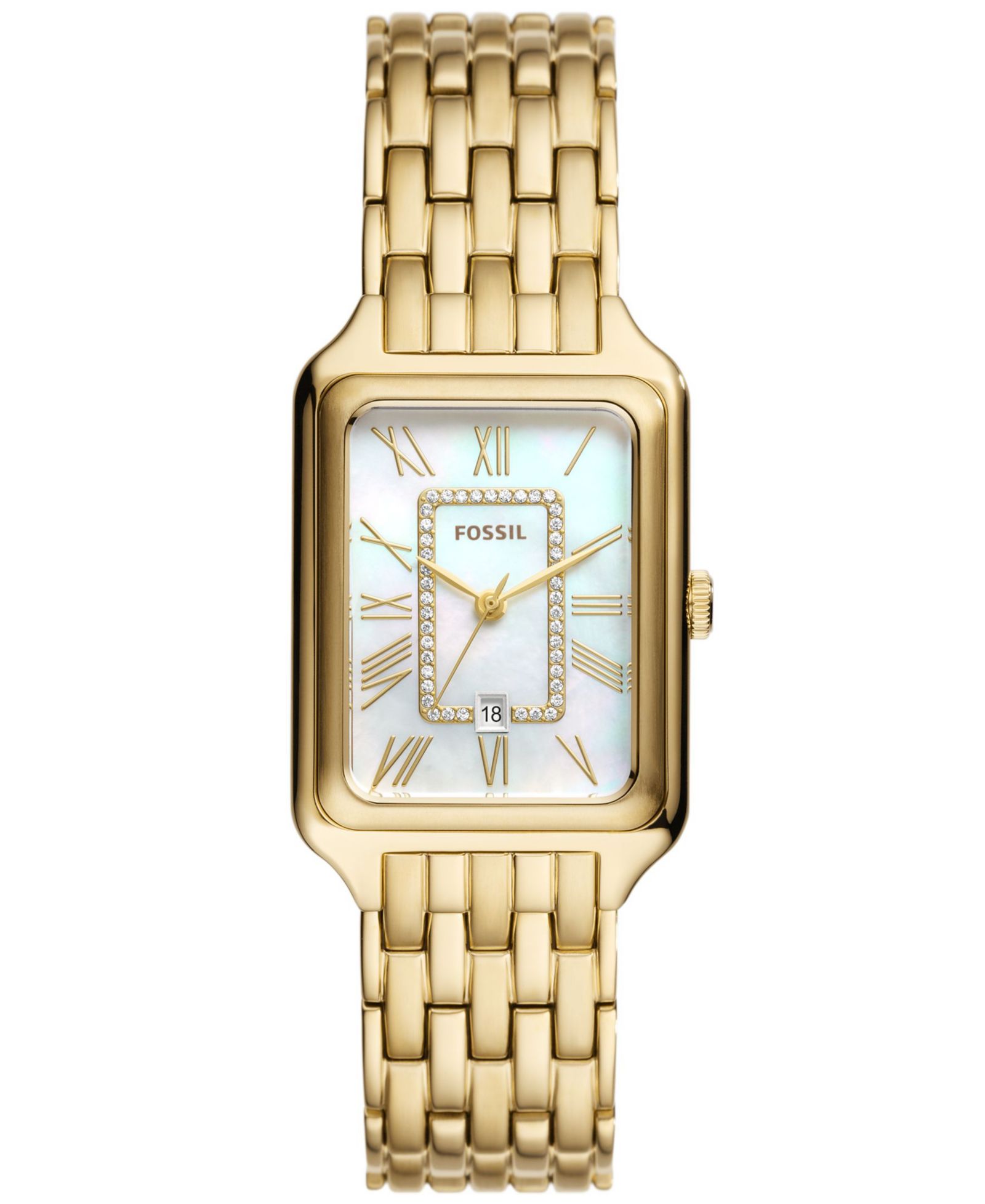 Fossil Women's Raquel Three-Hand Date Gold-Tone Stainless Steel Watch, 26mm