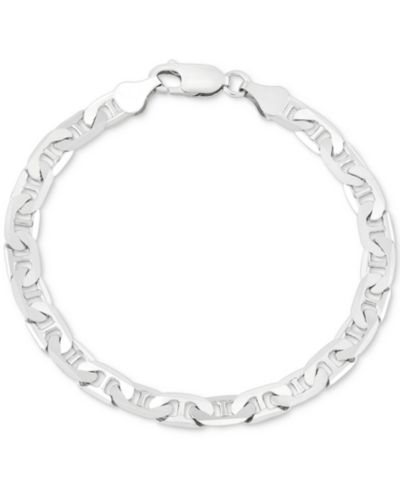 Men's Italian Silver Polished Mariner Link Chain Bracelet