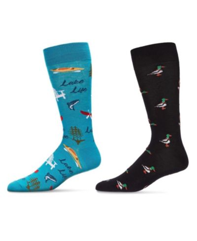 MeMoi Мужской Crew Lake Life Assortment Socks, Pair of 2