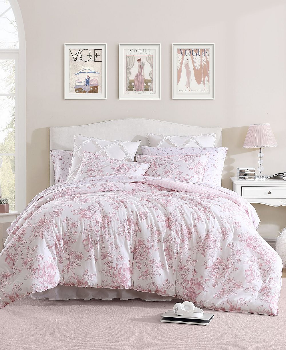 Laura Ashley Delphine Cotton Reversible 2 Piece Comforter Set, Twin XL