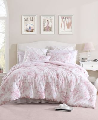 Laura Ashley Delphine Cotton Reversible 3 Piece Comforter Set, Full/Queen