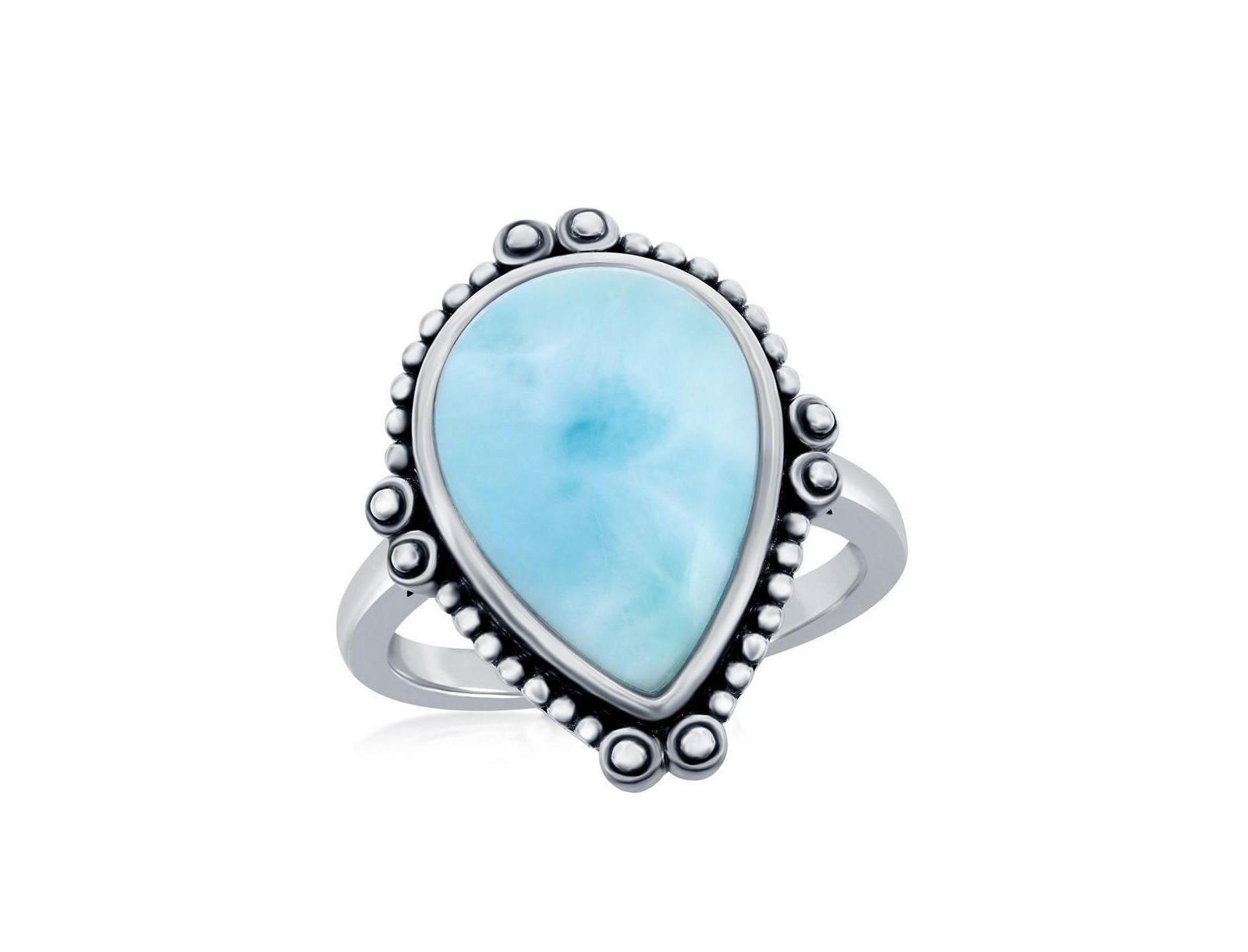Кольцо Caribbean Treasures Sterling Pear-Shaped Larimar Designed Oxidized