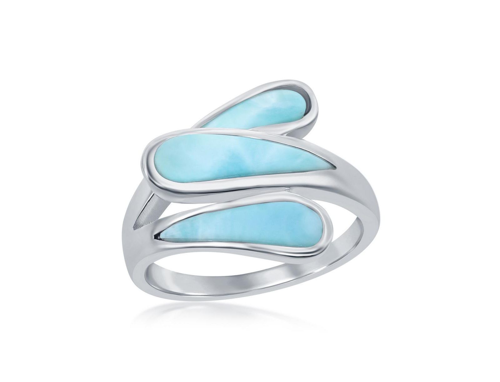 Caribbean Treasures Кольцо Triple Bypass Larimar из стерлингового серебра