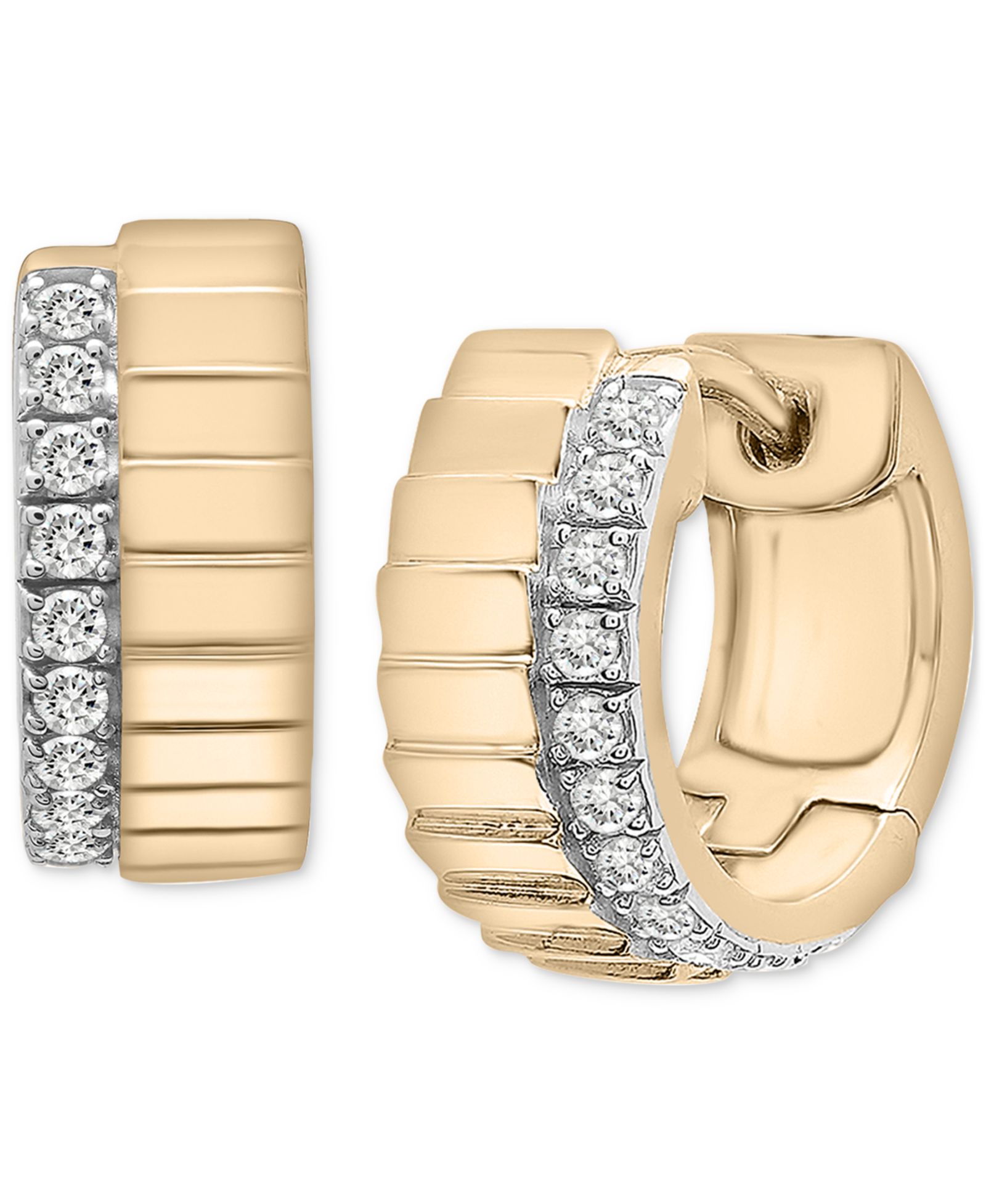 Серьги-кольца Audrey by Aurate Diamond Edge Small Huggie Hoop в золотом вельме