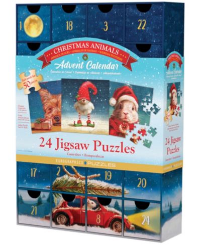 Eurographics Christmas Animals Advent Calendar 24 50-Piece Jigsaw Puzzles, Ages 4+