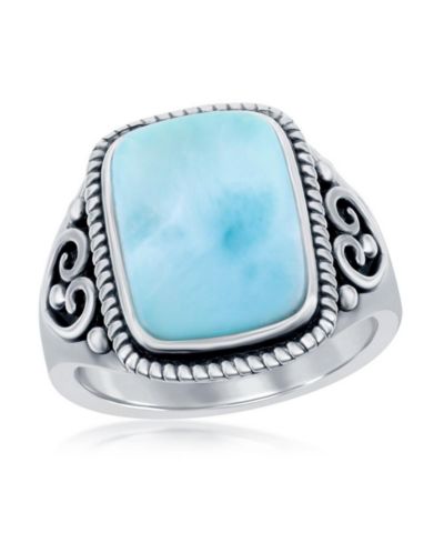 Кольцо Caribbean Treasures Sterling Rectangle Larimar Filigree Design