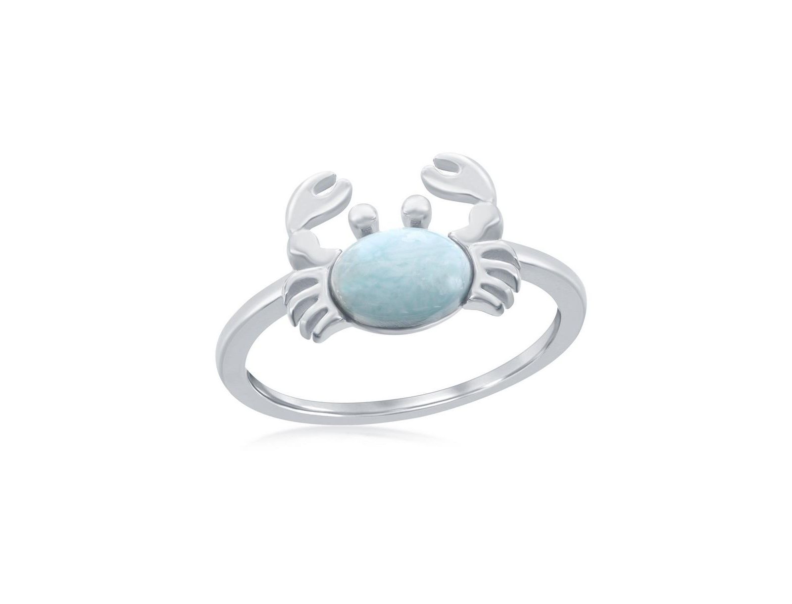 Sterling Silver Larimar Crab Ring