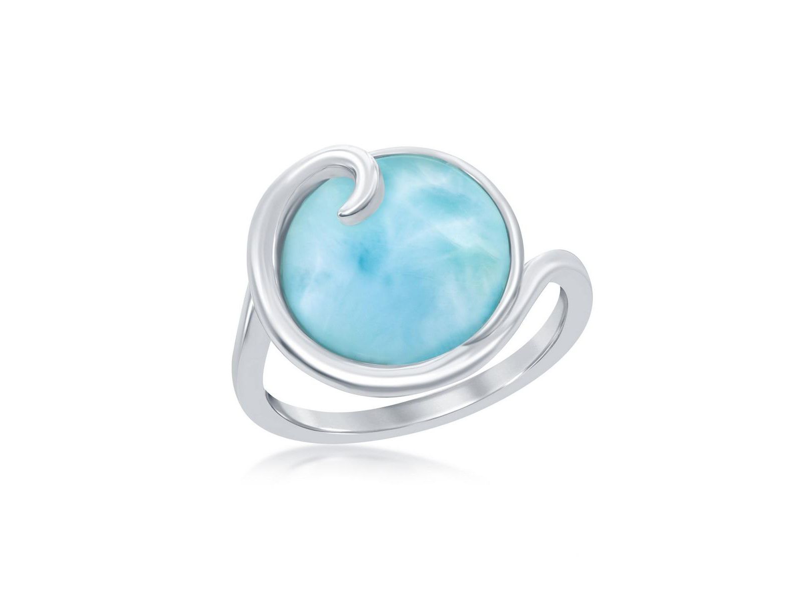 Кольцо Caribbean Treasures Sterling Silver Wave Design Larimar