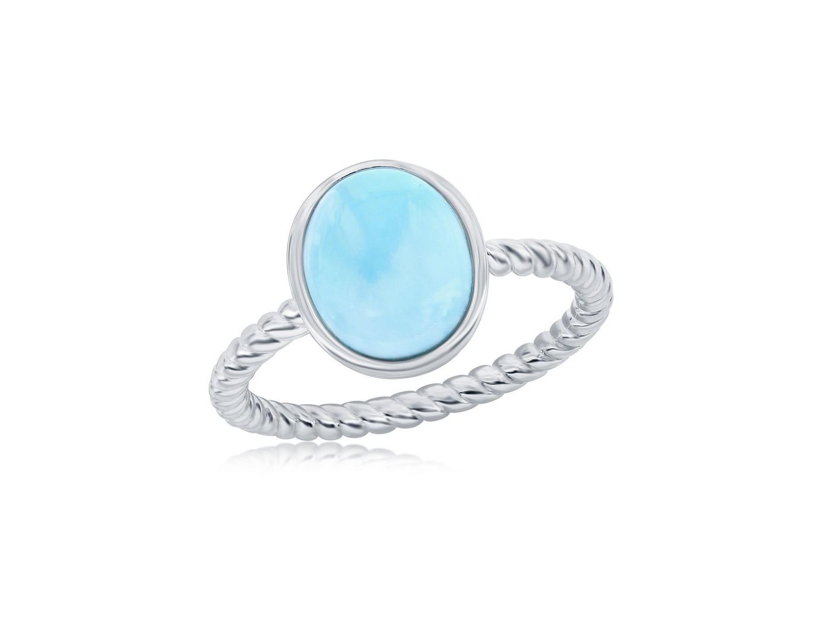 Кольцо Sterling Silver Oval Larimar Rope Design Band Ring