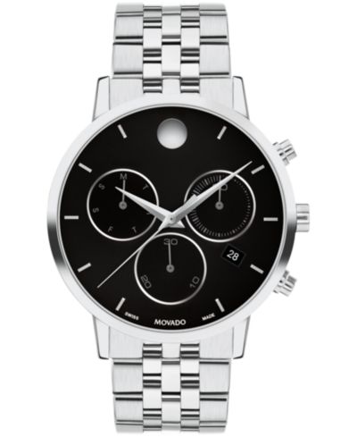 Movado Мужские классические швейцарские кварцевые часы Museum Classic Silver Tone Stainless Steel 42mm