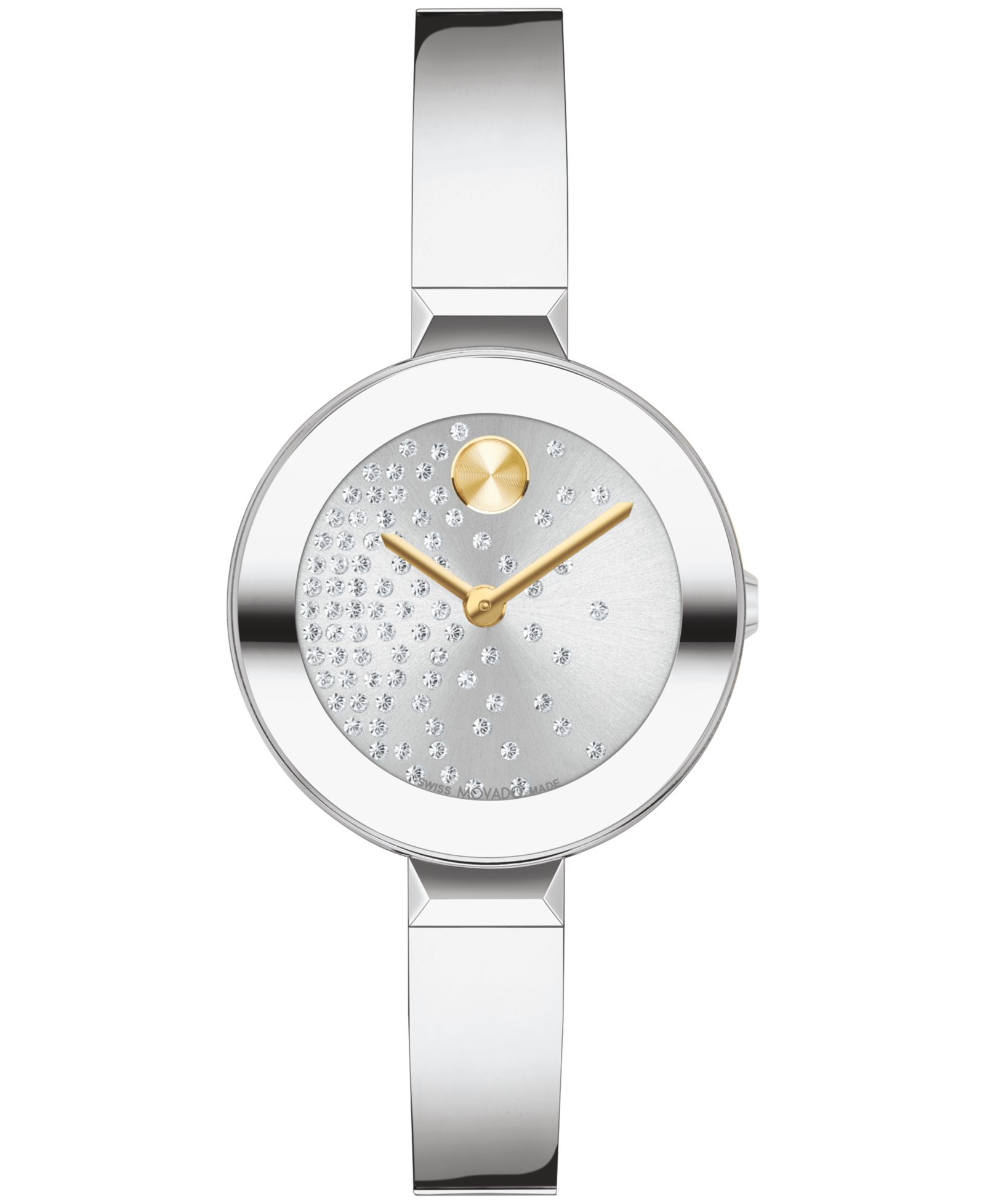 Movado Women's Bold Bangles Swiss Quartz Silver-Tone Stainless Steel Watch 28mm