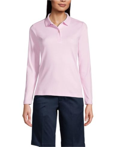 Lands' End Women's Long Sleeve Feminine Fit Interlock Polo Shirt