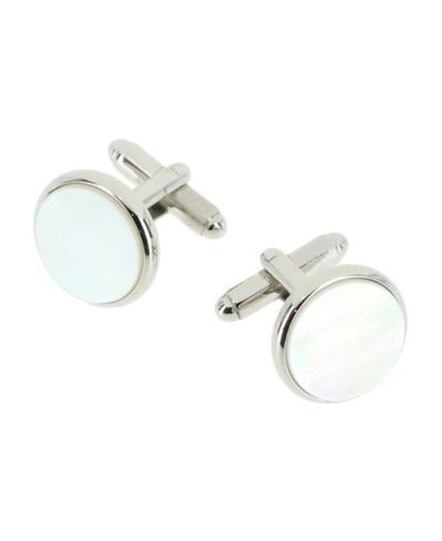 Trafalgar Sutton Round Mother of Pearl Rhodium Cufflinks