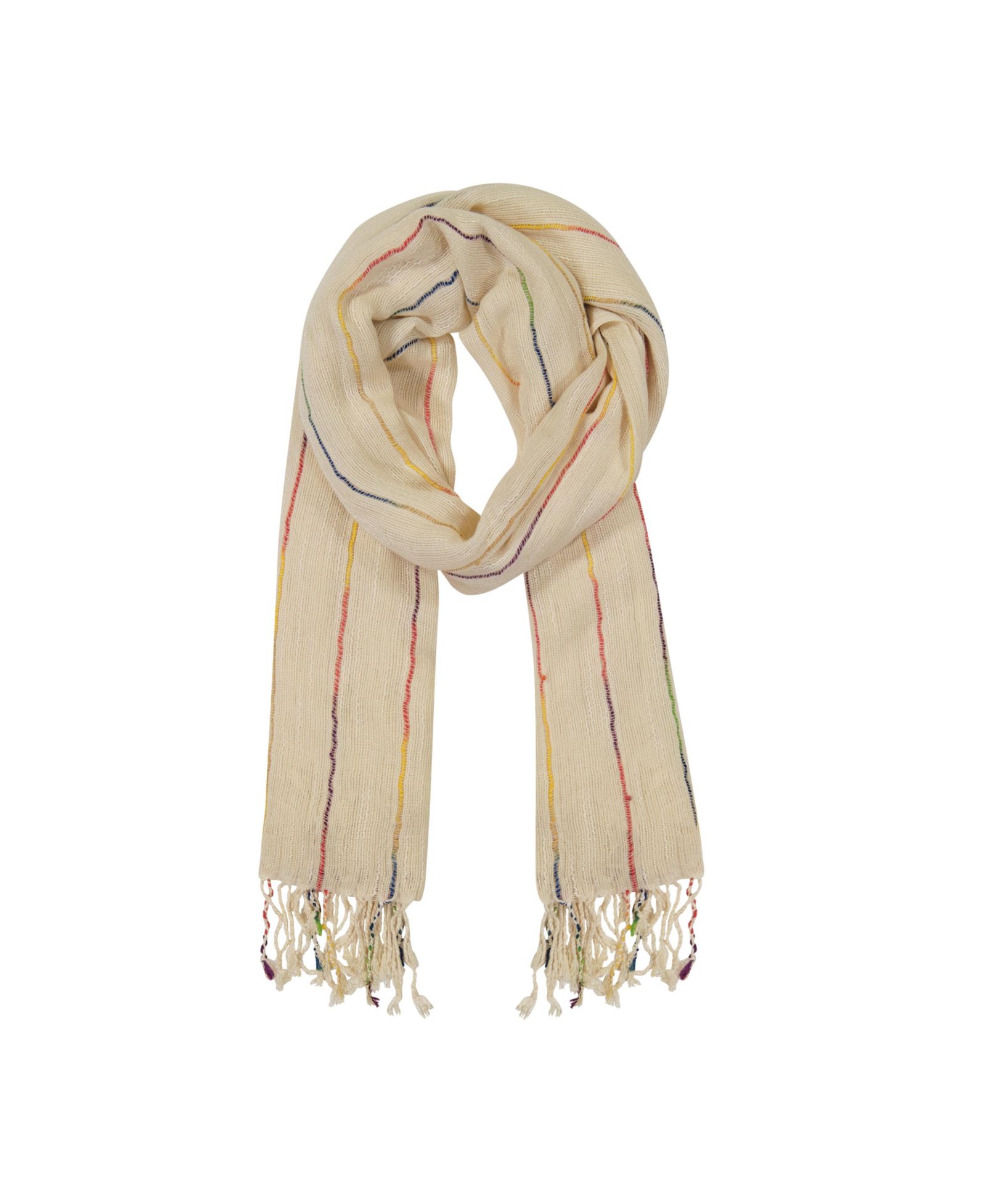 Laundry by Shelli Segal Women's Lightweight Slub Rainbow Striped Fringe Scarf