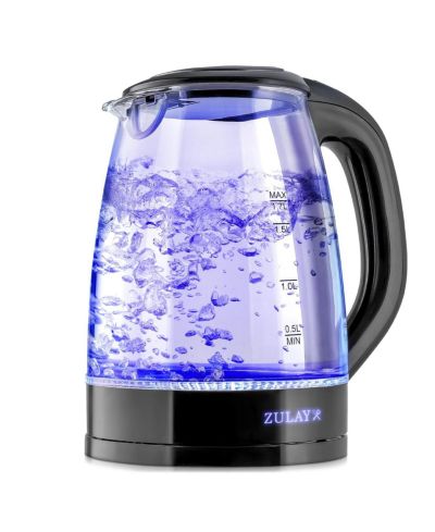 Zulay Kitchen Электрический чайник из стекла 1.7L с синей LED подсветкой