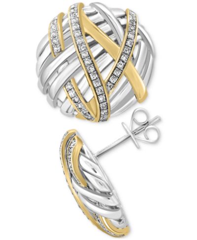 EFFY® Серьги-гвоздики с бриллиантами в серебре и 14k Gold-Plate