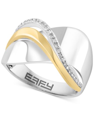 EFFY® Кольцо Statement с бриллиантом (1/10 ct. t.w.) в Sterling Silver & 14k Gold-Plate