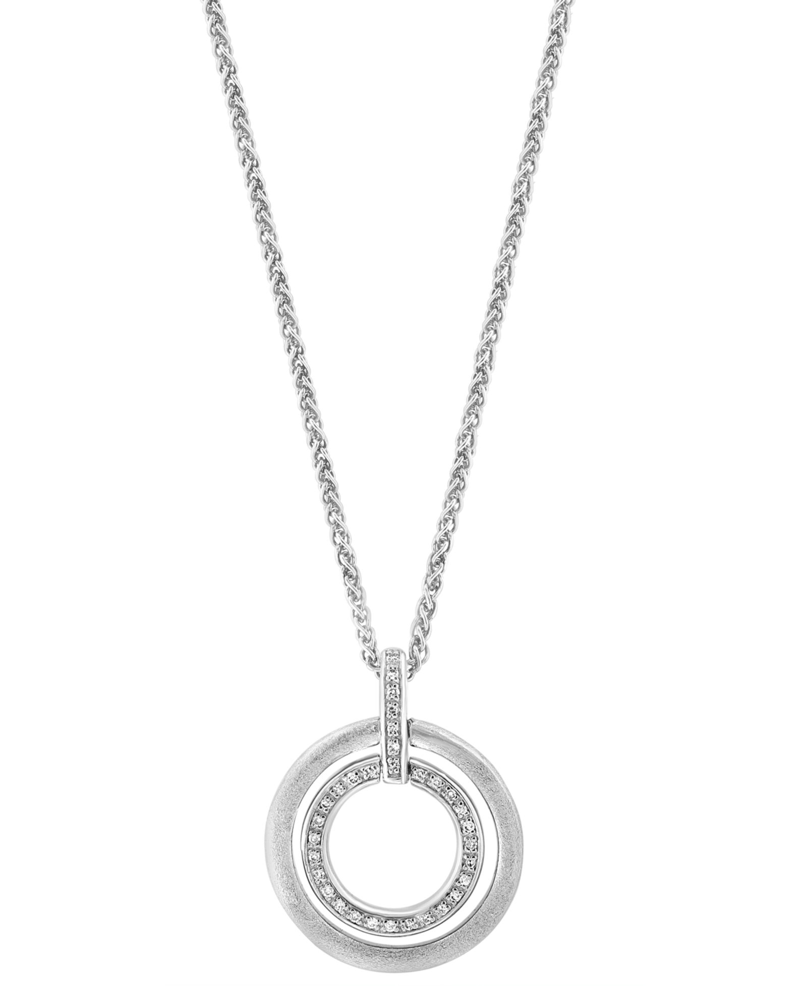 EFFY® кулон Double Circle 18" в стерлинговом серебре (1/10 ct. t.w.)