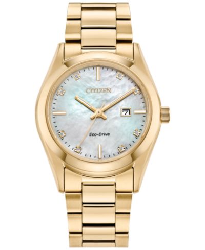 Женские часы Citizen Eco-Drive Luxury Diamond Accent Gold-Tone Stainless Steel 33mm