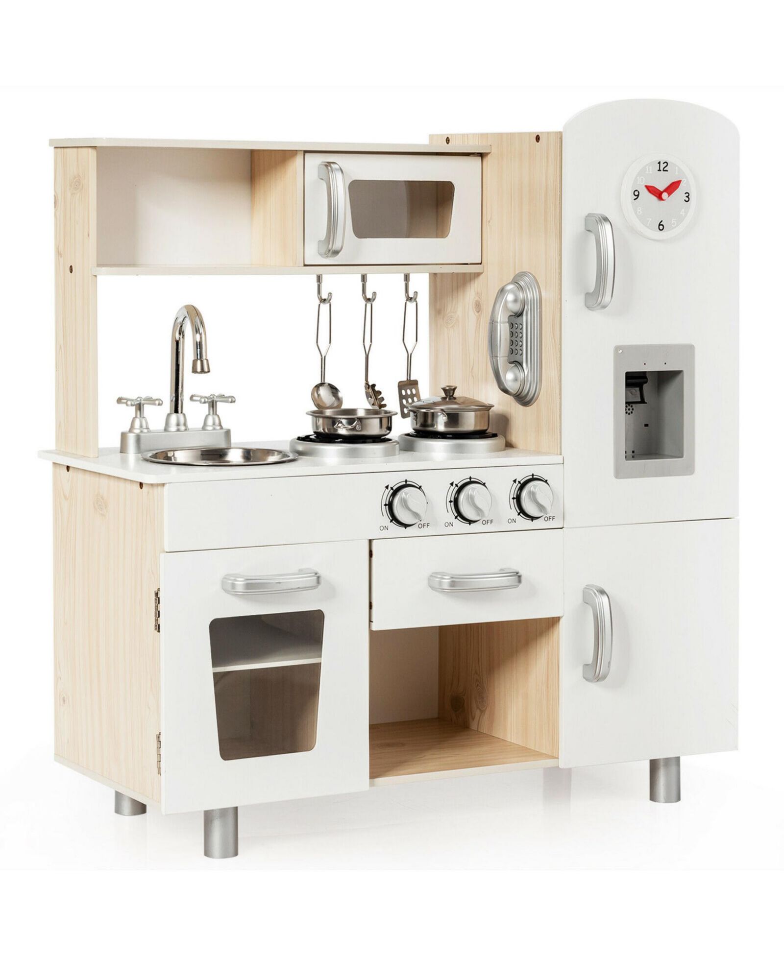 Costway Игровой набор детской кухни Vintage Play Kitchen с водой