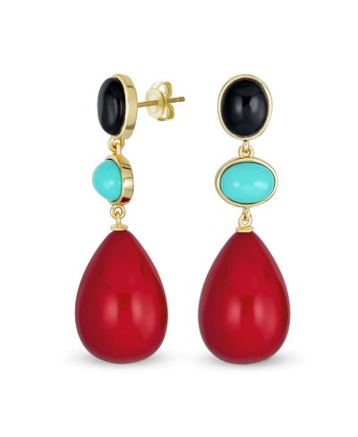 Серьги Bling Jewelry с натуральными камнями в геометрической форме капли и овала
