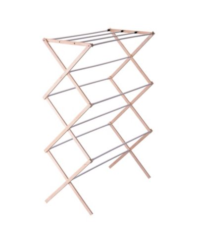 Household Essentials Bamboo Folding Clothes Drying Rack with 11 Dowels