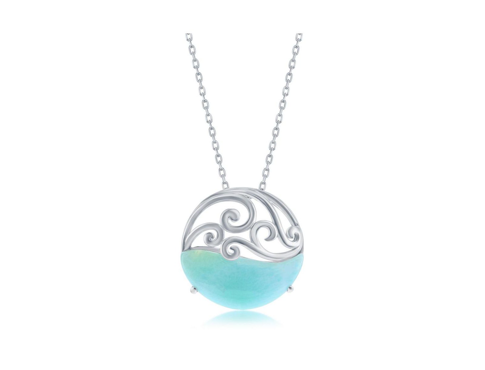 Серебряное ожерелье с волнами Larimar