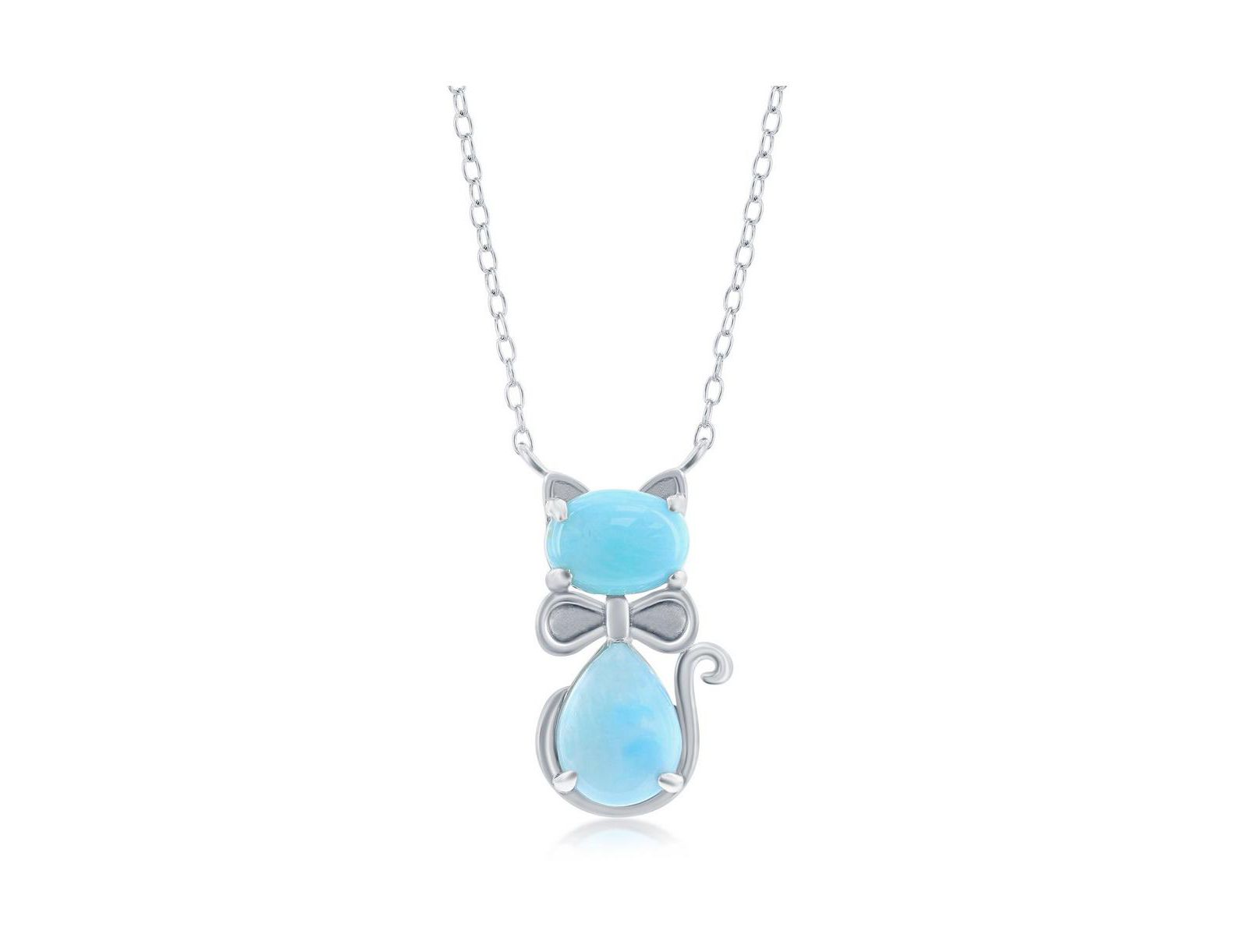 Ожерелье Caribbean Treasures Sterling Silver Larimar Cat