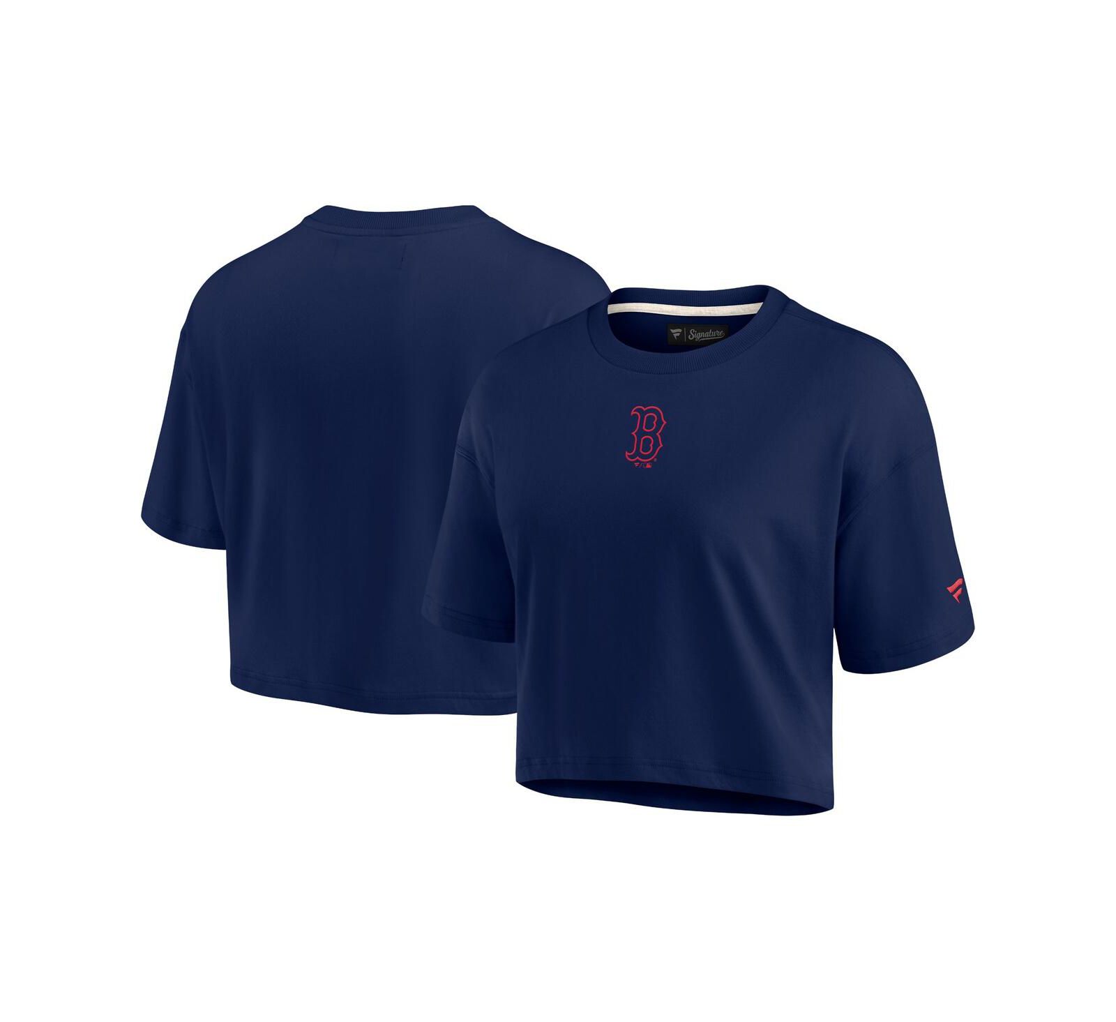 Женская укороченная футболка Fanatics Signature Navy Boston Red Sox Super Soft Short Sleeve