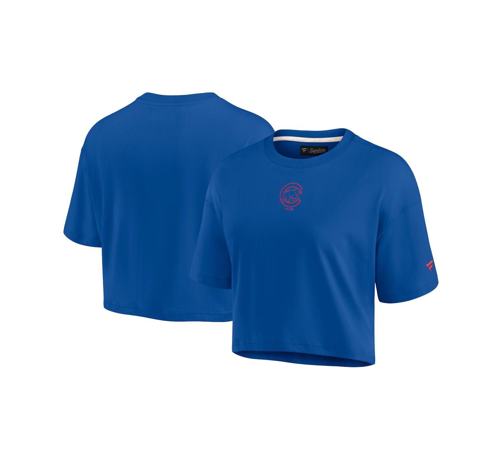 Женская укороченная футболка Fanatics Signature Royal Chicago Cubs Super Soft Short Sleeve Cropped