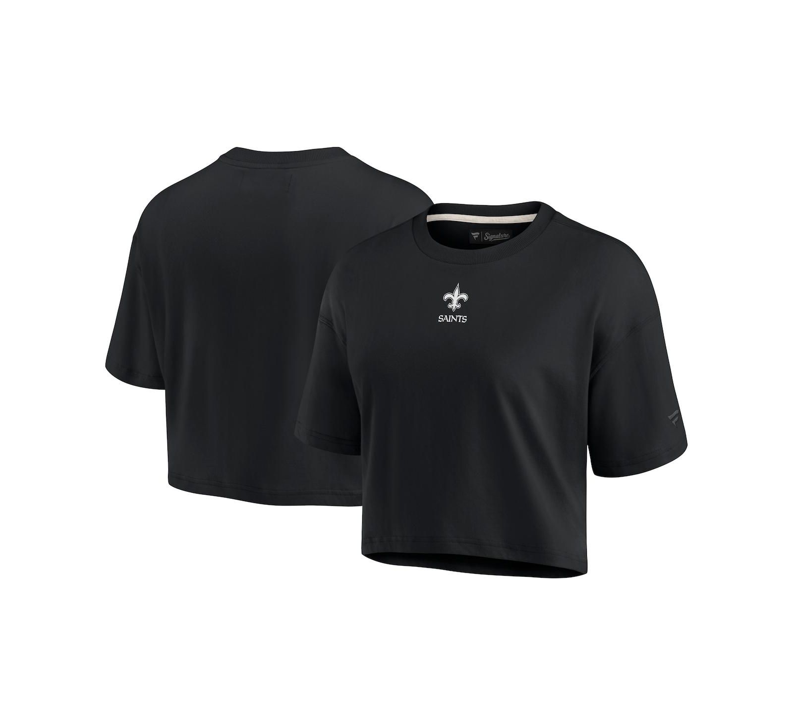 Футболка Fanatics Signature Women's Black New Orleans Saints Super Soft Short Sleeve Cropped